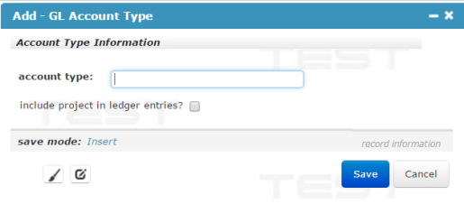 Add G/L Account Type Add G/L Account Type